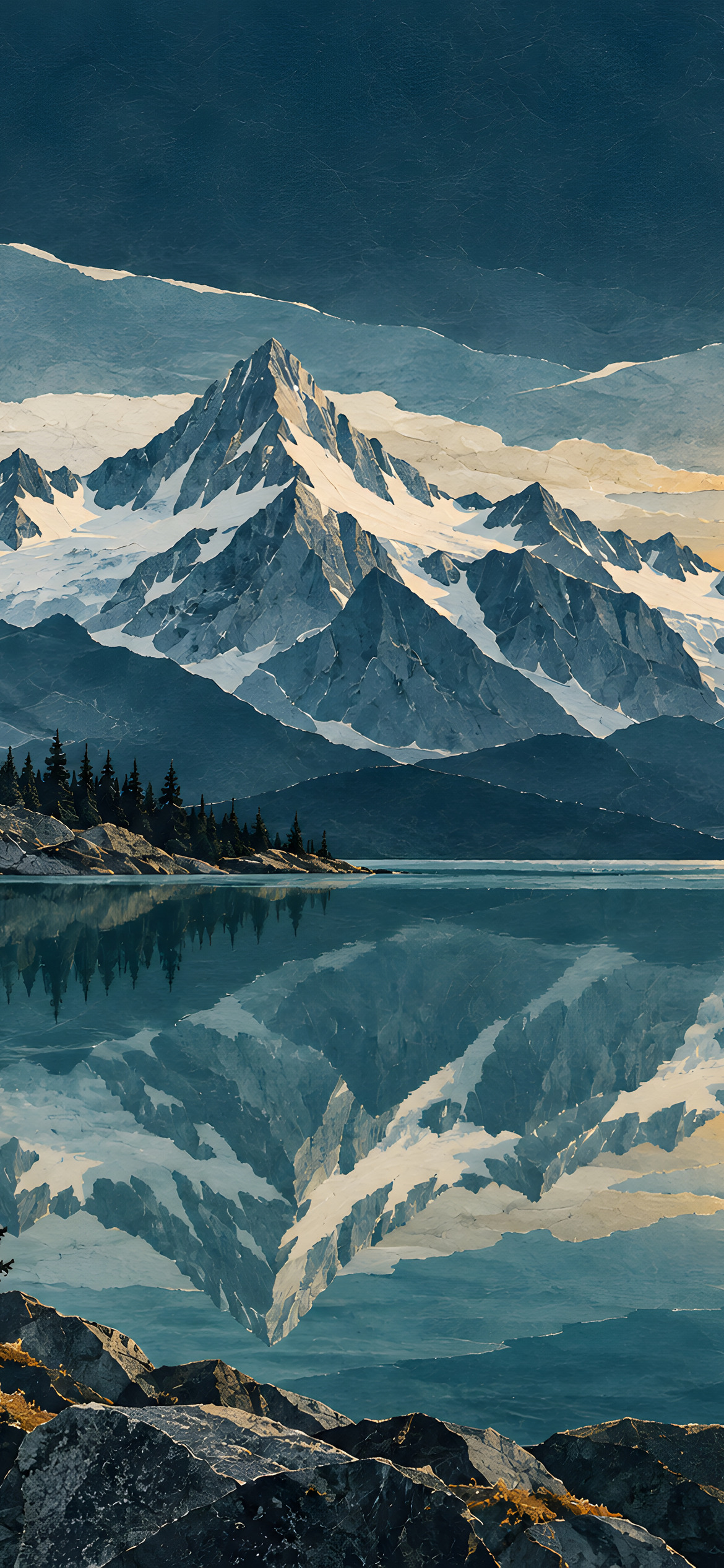 Alpine lake at first light