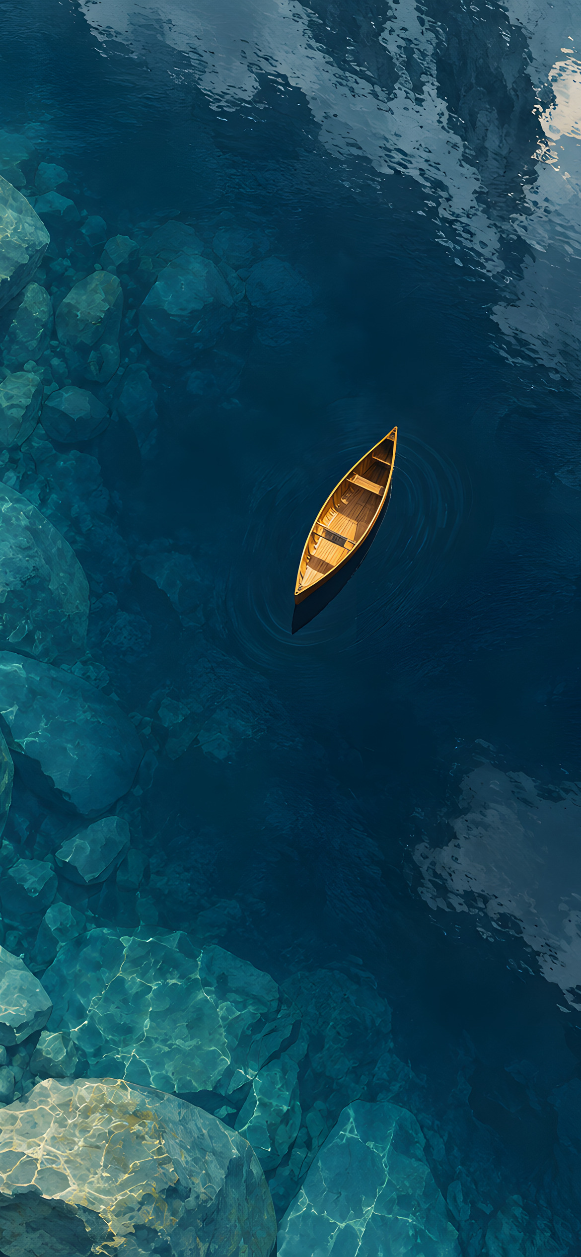 Canoe on a glacial lake