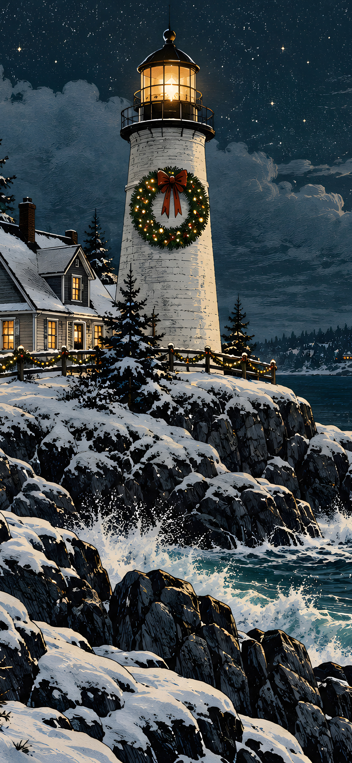 Christmas lighthouse