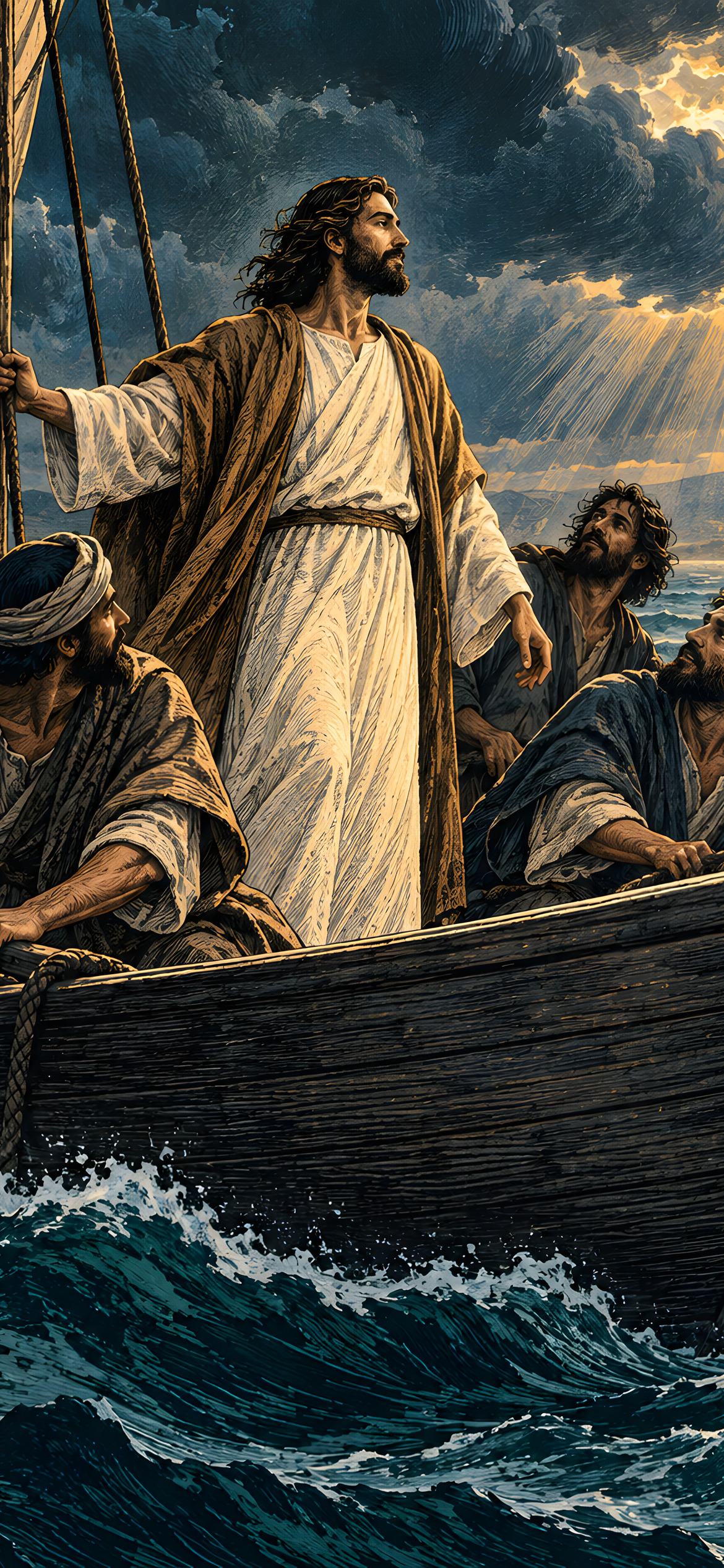 Jesus calms the sea
