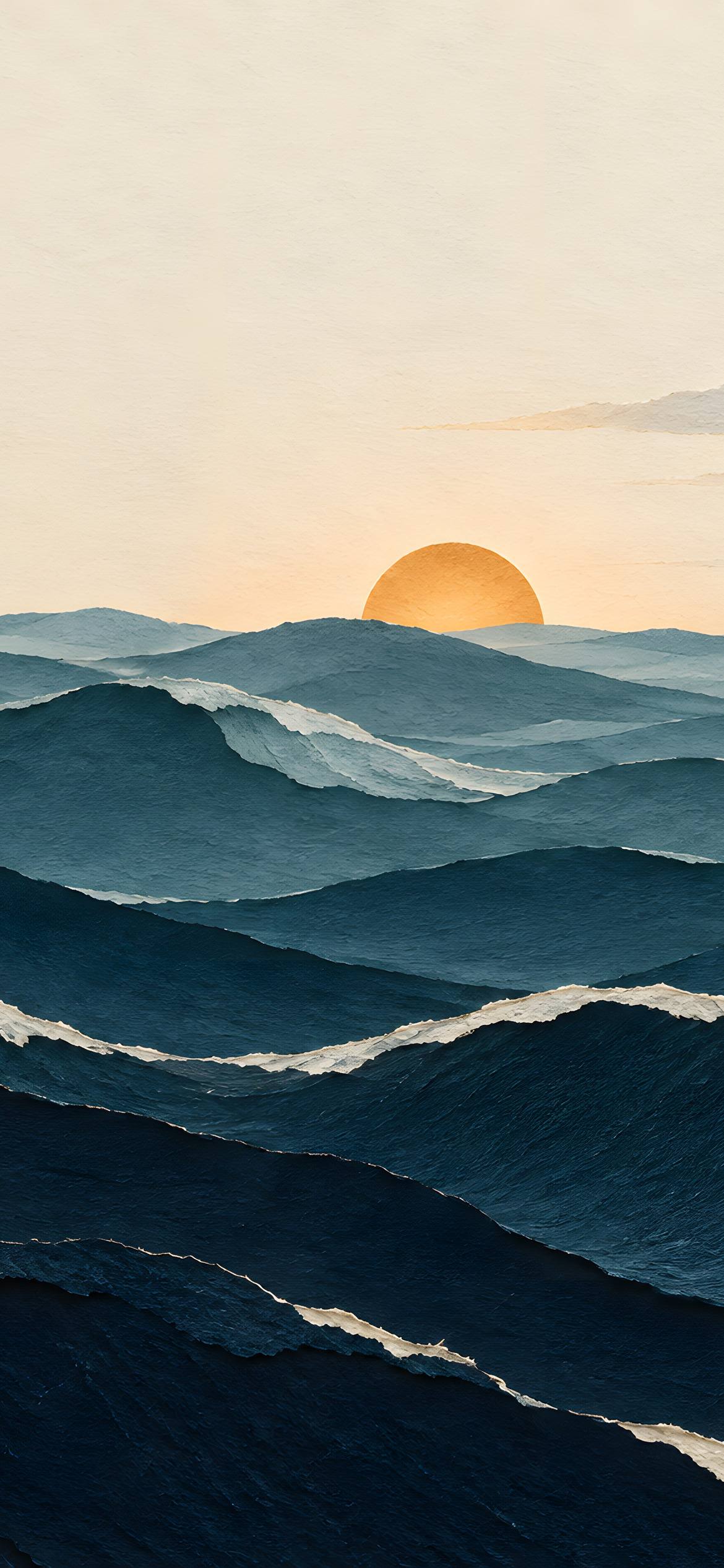 Layered waves and rising sun