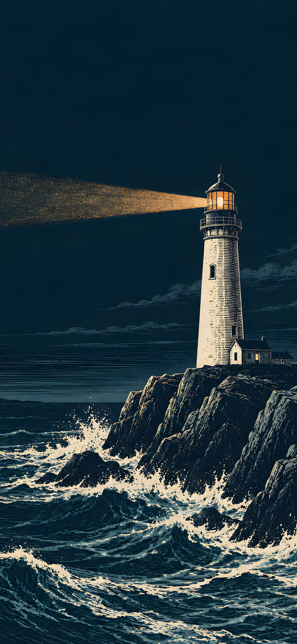 Lighthouse linocut