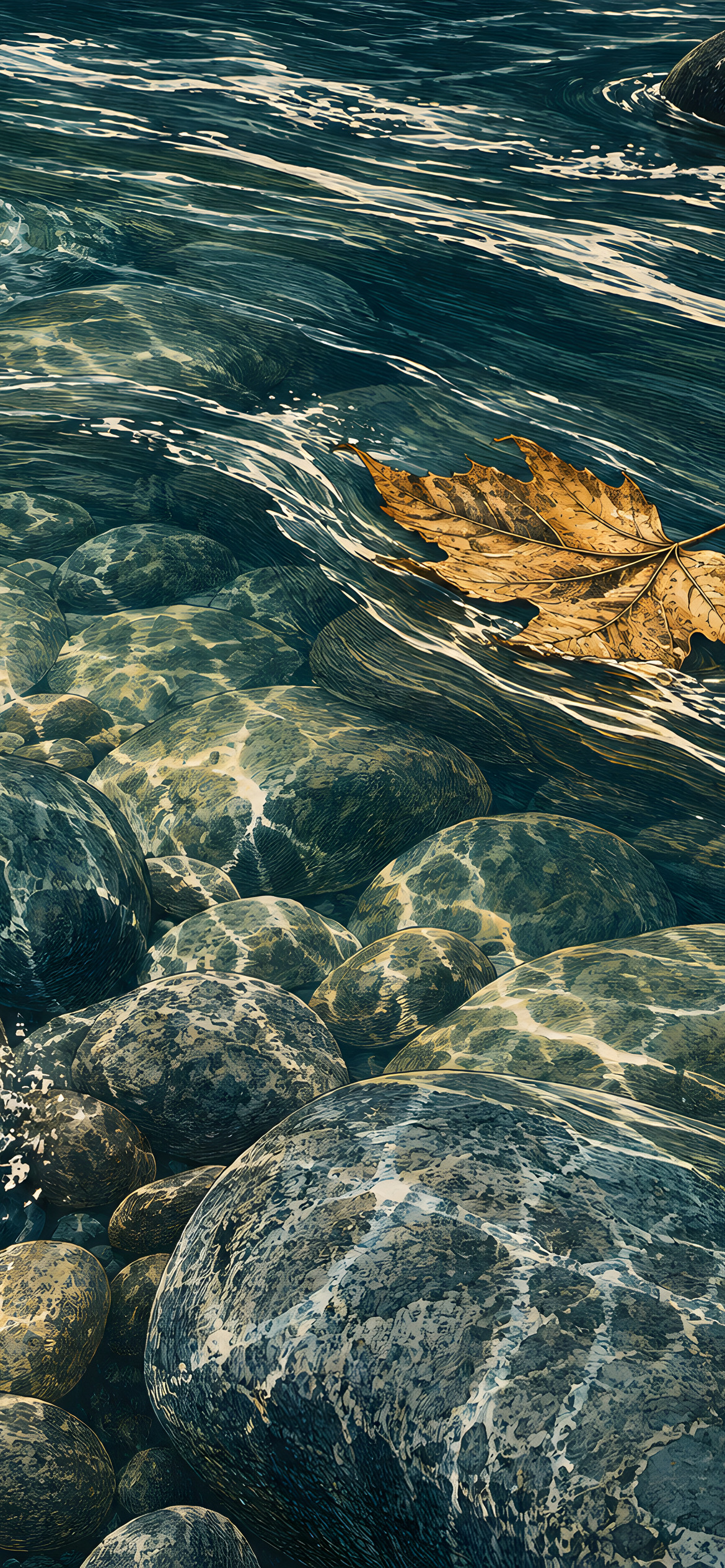 River stones and clear water
