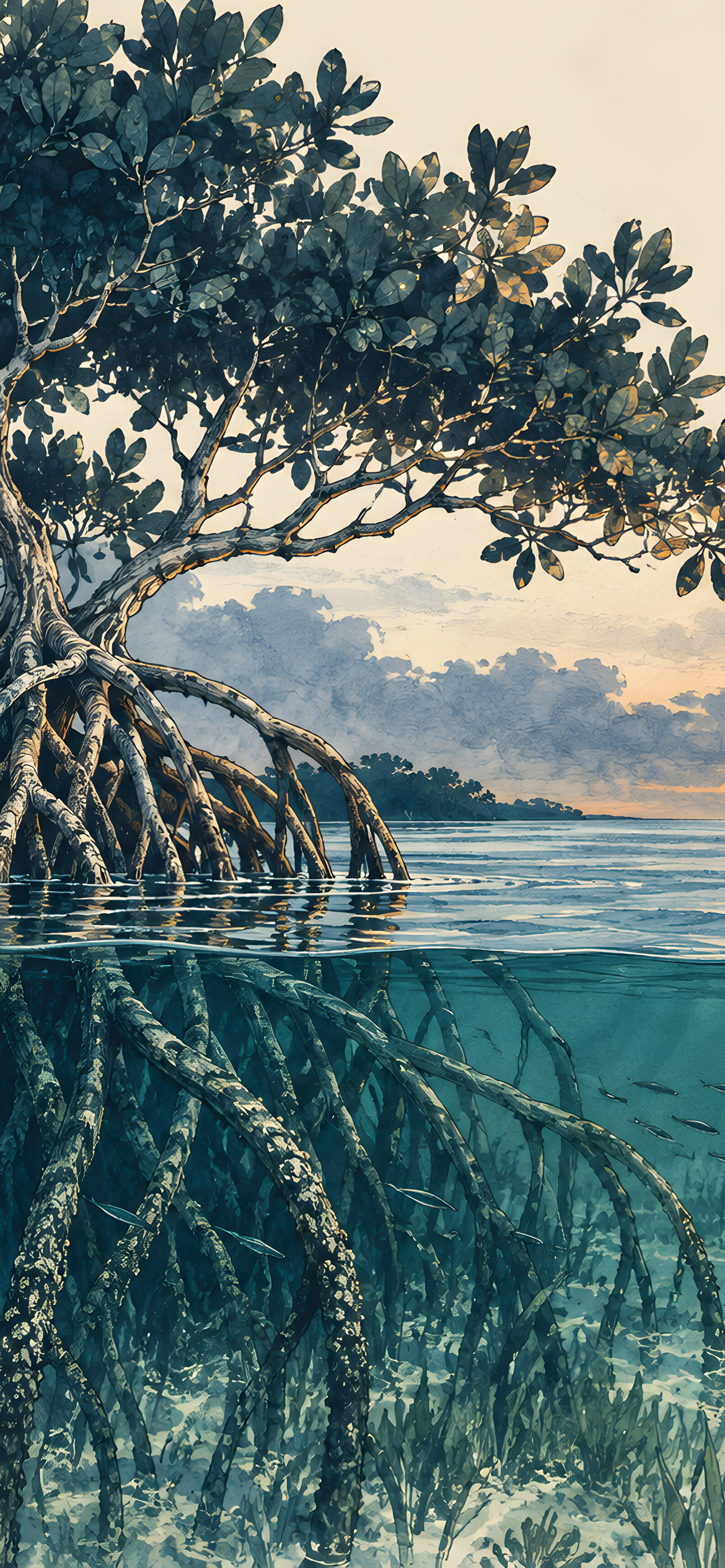 Roots in quiet water
