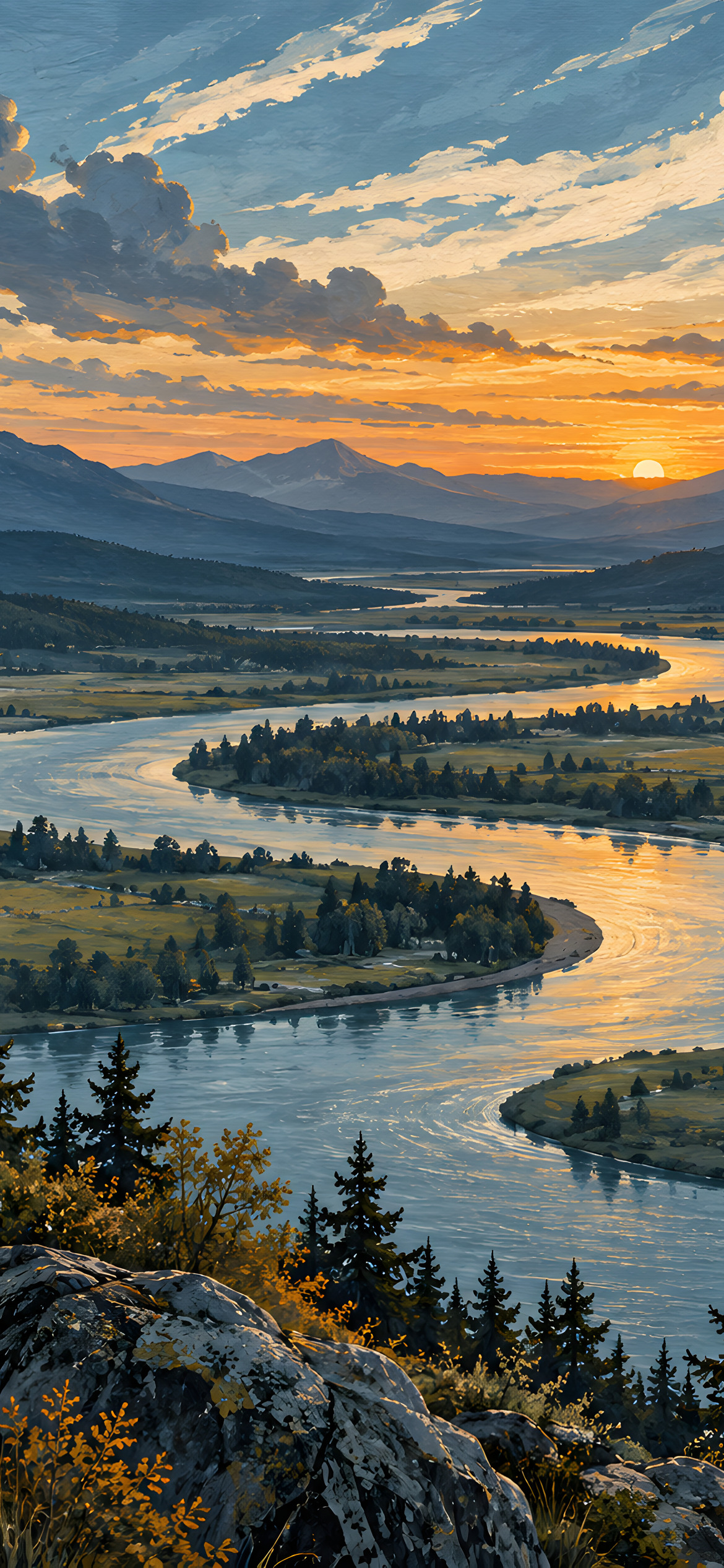The river bend at sunset