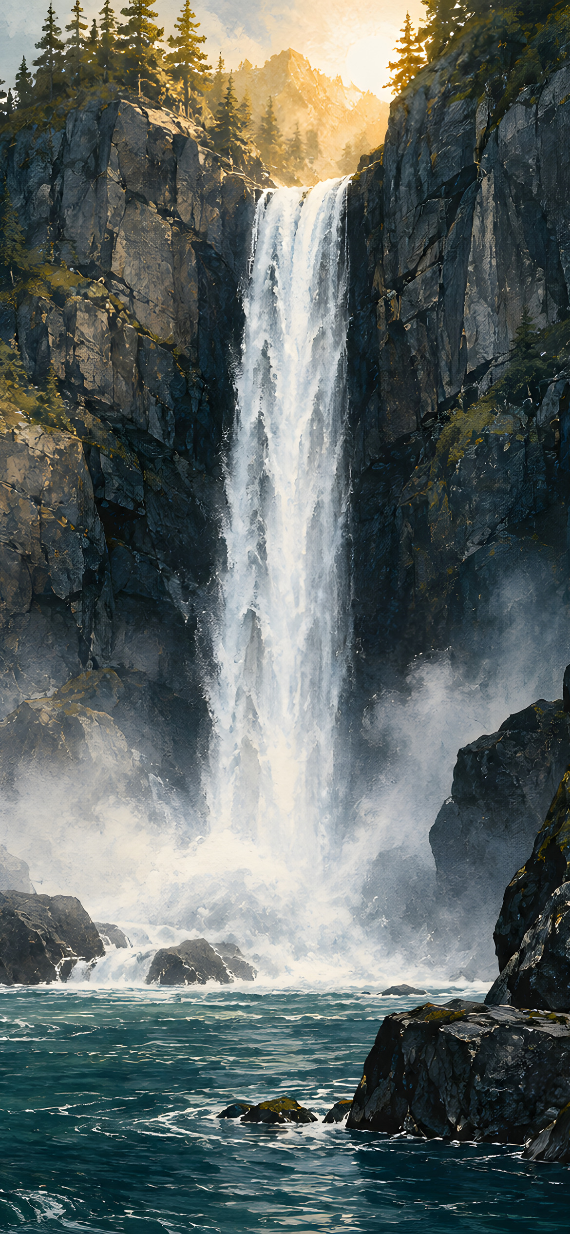 Waterfall in the gorge