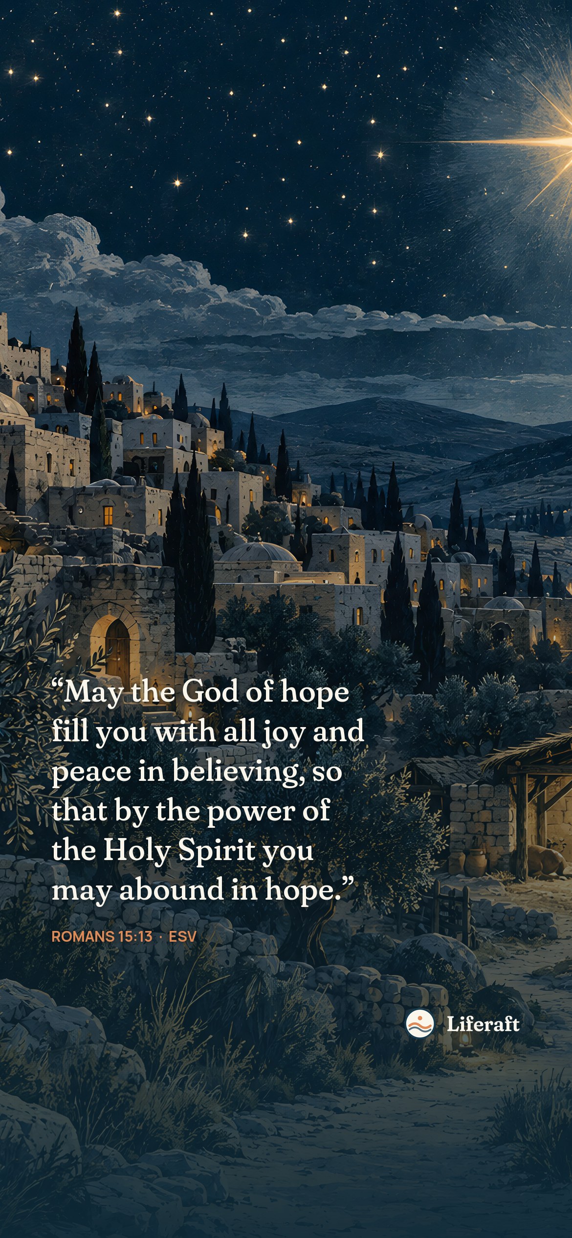 Star over bethlehem, with Romans 15:13