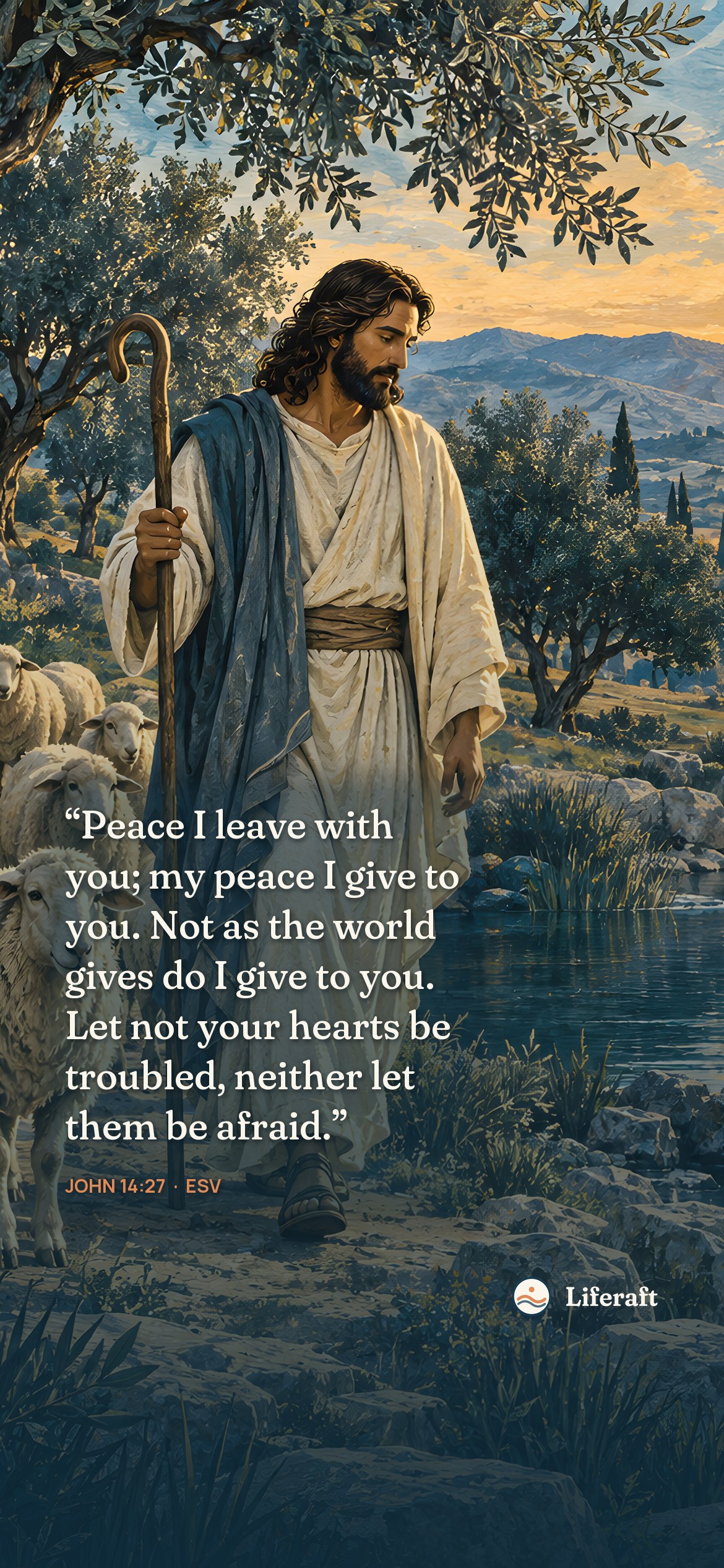 The good shepherd, with John 14:27
