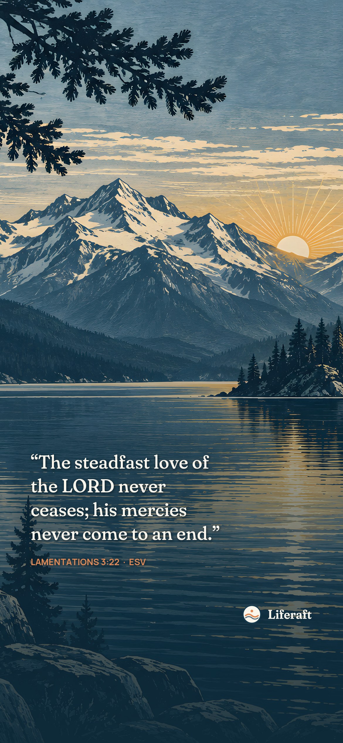 Dawn beyond the pine ridge, with Lamentations 3:22