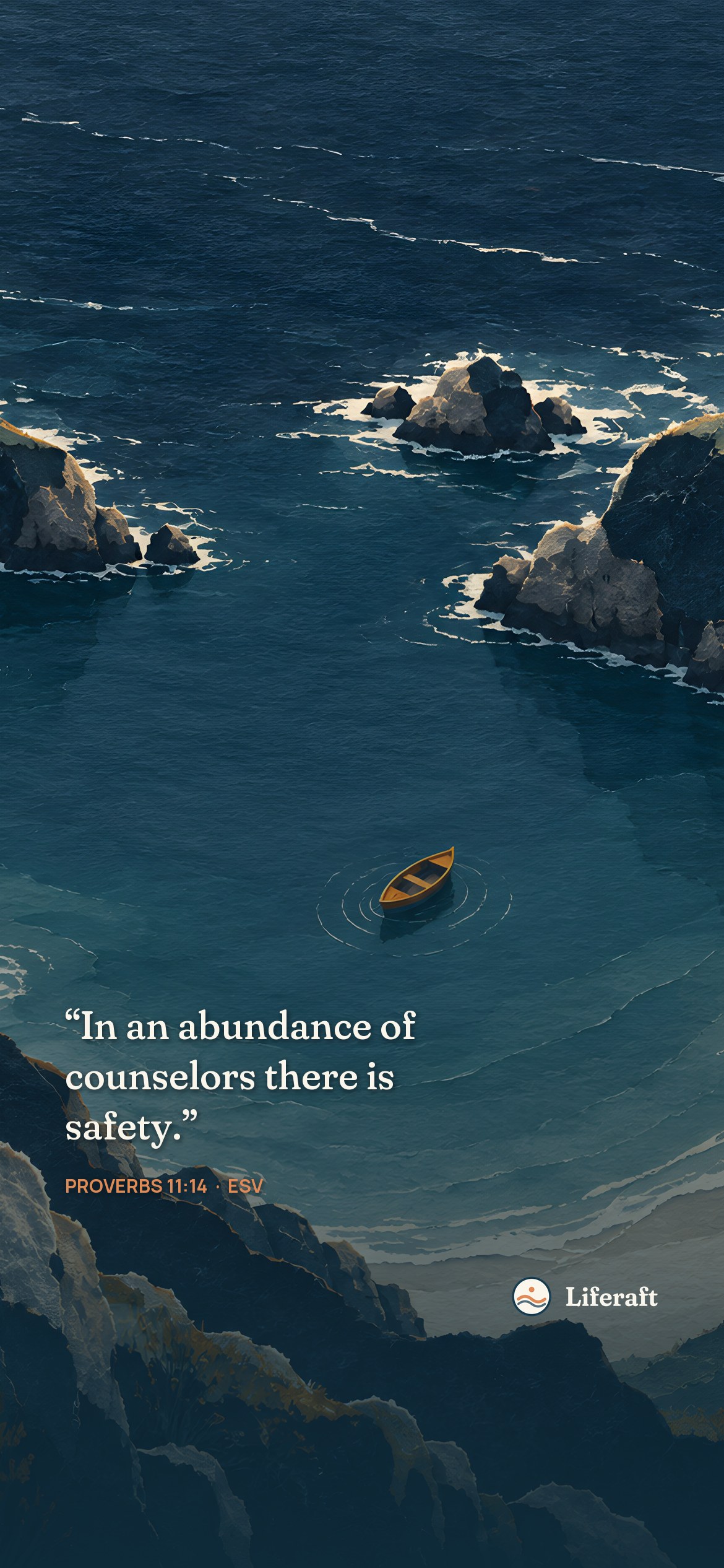 Harbor of layered paper, with Proverbs 11:14