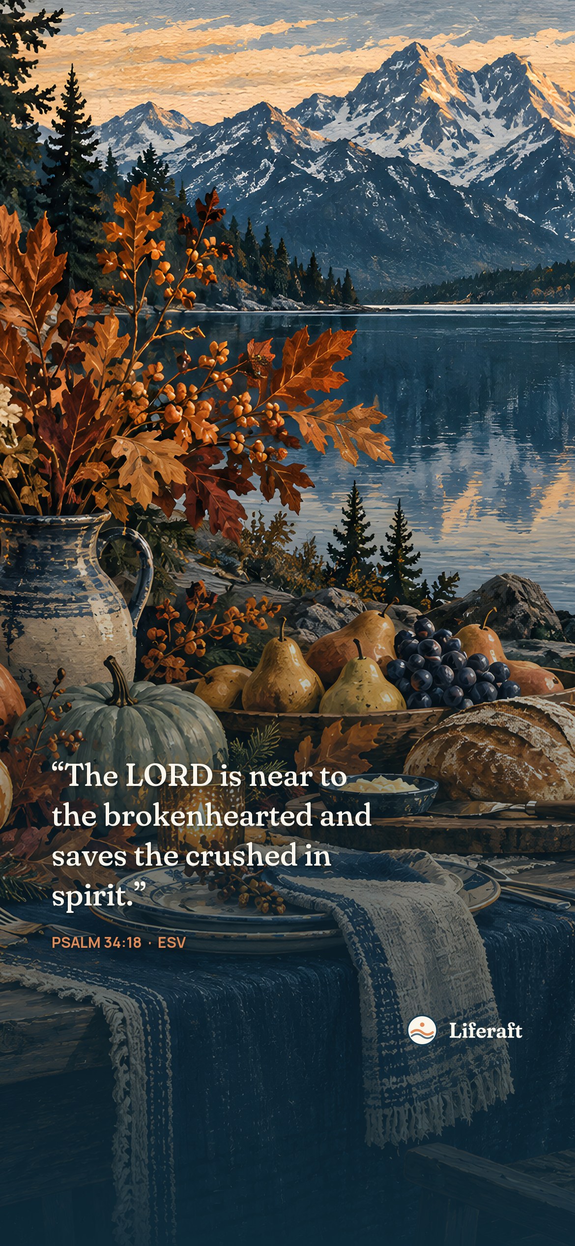 Harvest by the lake, with Psalm 34:18