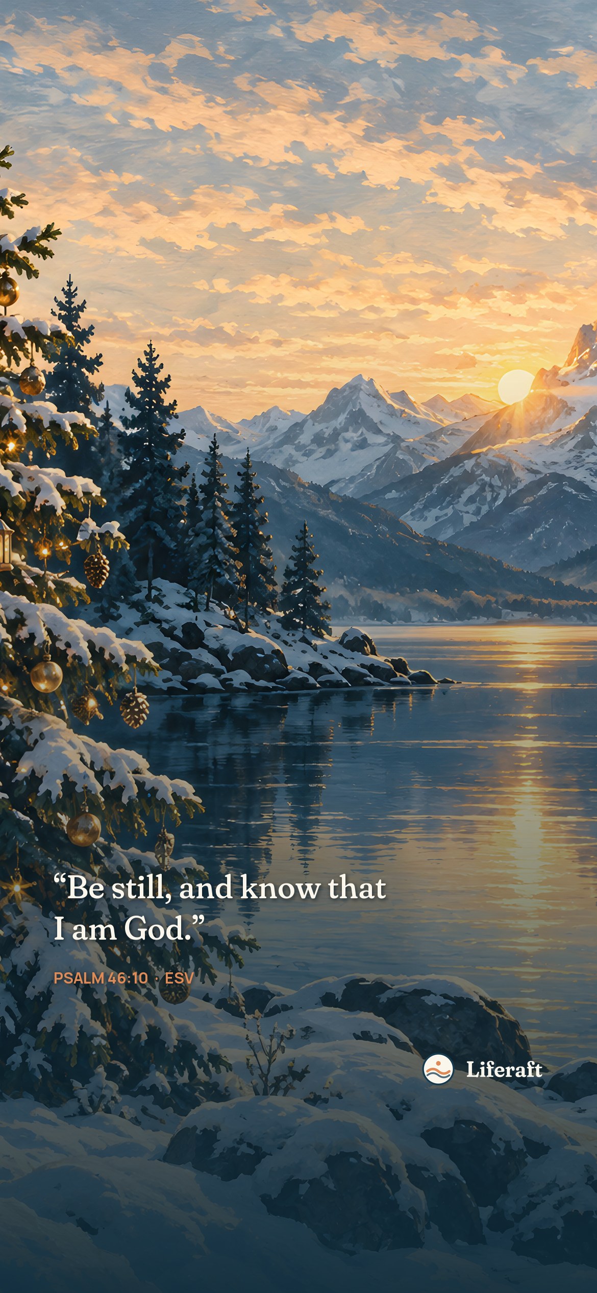 Christmas morning on the lake, with Psalm 46:10