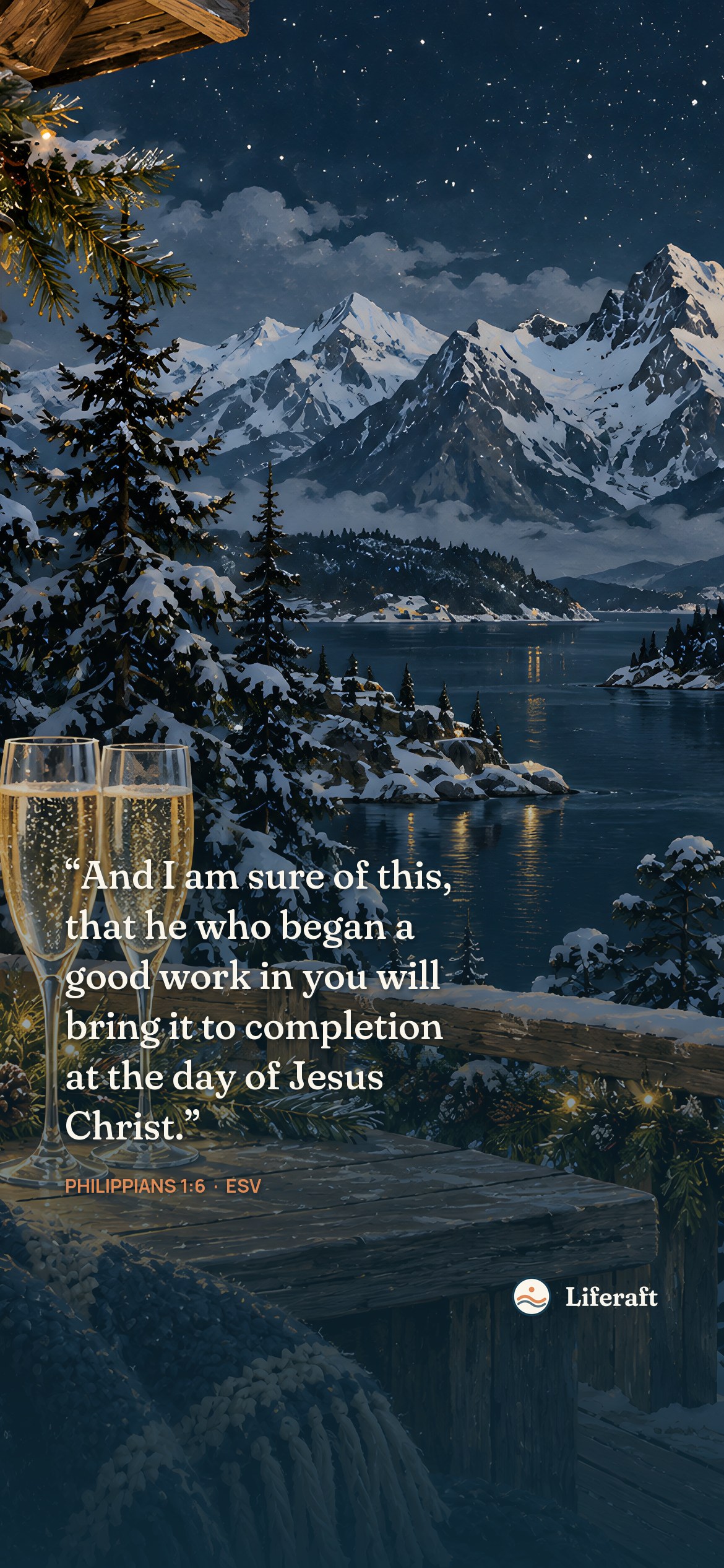 Mountain cabin celebration, with Philippians 1:6